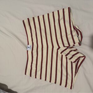Striped Cream and Red Women's Shorts